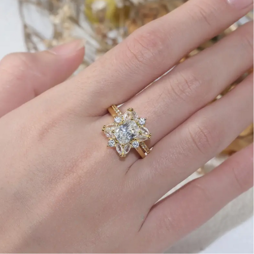 Orlena 925 Sterling Silver 2ct Moissanite Floral Engagement Ring, Bohemian Elegant Ladies Ring